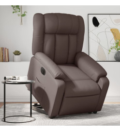 Fauteuil inclinable électrique marron similicuir