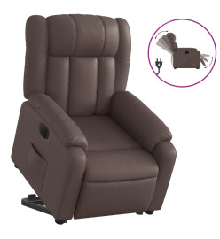 Fauteuil inclinable électrique marron similicuir