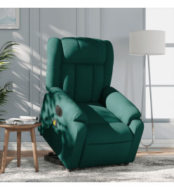 Fauteuil inclinable de massage électrique Vert foncé Tissu