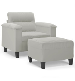 Fauteuil avec repose-pied Gris clair 60 cm Tissu microfibre