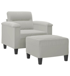 Fauteuil avec repose-pied Gris clair 60 cm Tissu microfibre