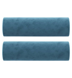 Canapé 2 places avec oreillers décoratifs bleu 120 cm velours