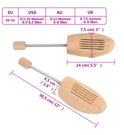 Embauchoirs 2 paires EU 39-42 bois massif lotus