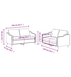 Ensemble de canapés 2 pcs avec coussins Jaune clair Tissu