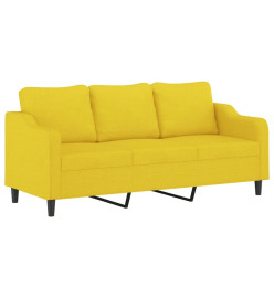 Ensemble de canapés 3 pcs avec coussins Jaune clair Tissu