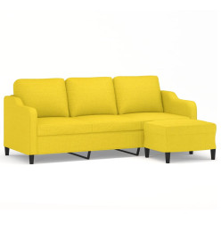 Canapé à 3 places avec repose-pieds Jaune clair 180 cm Tissu