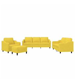 Ensemble de canapés 4 pcs avec coussins Jaune clair Tissu