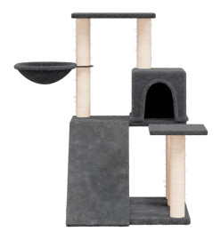 Arbre à chat avec griffoirs en sisal Gris foncé 82 cm