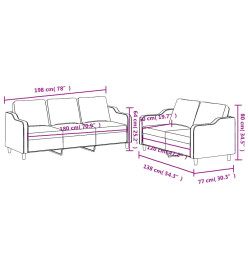 Ensemble de canapés 2 pcs avec coussins Marron Tissu