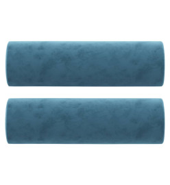 Canapé 2 places avec oreillers décoratifs bleu 140 cm velours