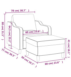 Fauteuil avec repose-pied Jaune clair 60 cm Tissu