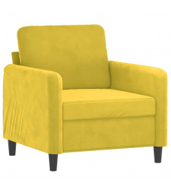 Fauteuil avec repose-pied jaune 60 cm velours