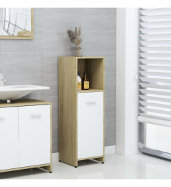 Armoire de bain Blanc et chêne sonoma 30x30x95 cm Aggloméré