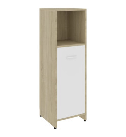 Armoire de bain Blanc et chêne sonoma 30x30x95 cm Aggloméré