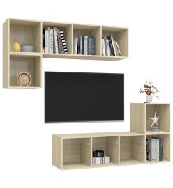 Ensemble de meuble TV 4 pcs Chêne sonoma Aggloméré