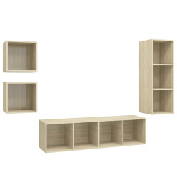 Ensemble de meuble TV 4 pcs Chêne sonoma Aggloméré