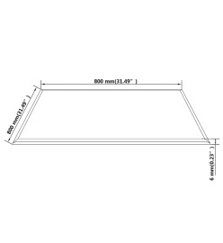 Dessus de table carré Verre trempé 800 x 800 mm