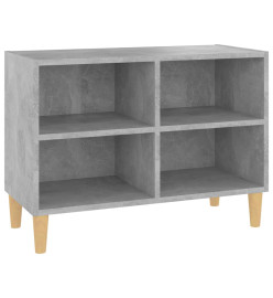 Meuble TV avec pieds en bois massif Gris béton 69,5x30x50 cm