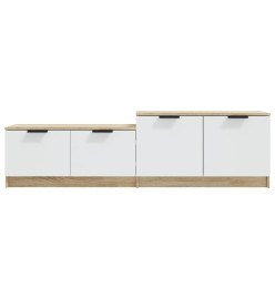 Meuble TV Blanc et chêne sonoma 158,5x36x45cm Bois d'ingénierie