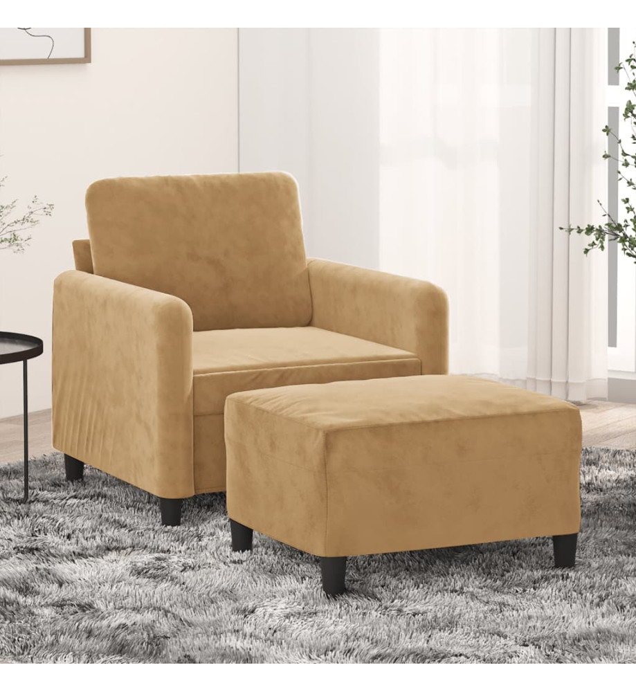 Fauteuil avec repose-pied Marron 60 cm Velours