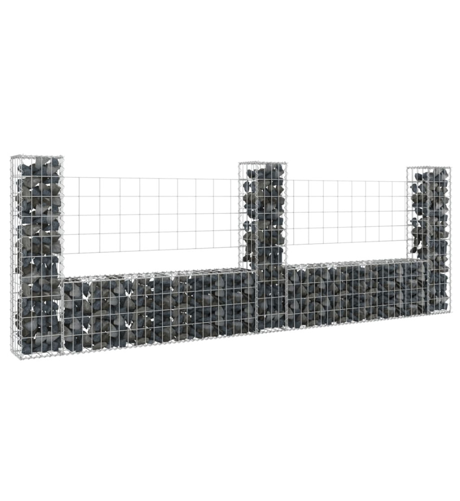 Panier de gabion en forme de U avec 3 poteaux Fer 260x20x100 cm