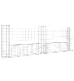 Panier de gabion en forme de U avec 3 poteaux Fer 260x20x100 cm