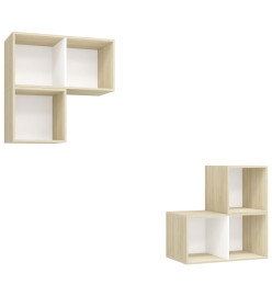 Ensemble de meuble TV 4 pcs Blanc et chêne sonoma Aggloméré