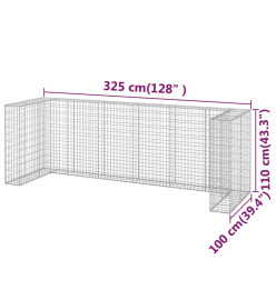 Mur en gabion pour poubelles Acier galvanisé 325x100x110 cm