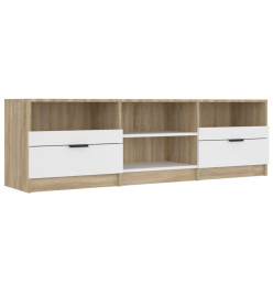 Meuble TV Blanc et chêne sonoma 150x33,5x45cm Bois d'ingénierie