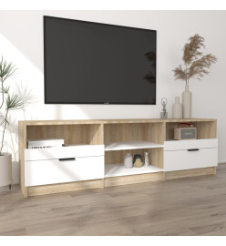 Meuble TV Blanc et chêne sonoma 150x33,5x45cm Bois d'ingénierie