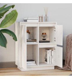 Buffet Blanc 60x34x75 cm Bois massif de pin
