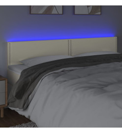 Tête de lit à LED Crème 200x5x78/88 cm Similicuir