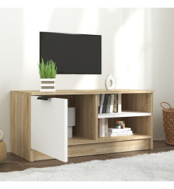 Meuble TV Blanc et chêne sonoma 80x35x36,5 cm Bois d'ingénierie