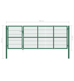 Portail de clôture de jardin avec poteaux 350x120 cm Acier Vert