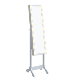 Miroir sur pied blanc avec LED blanc 34x37x146 cm