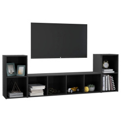 Ensemble de meubles TV 3 pcs Gris brillant Aggloméré