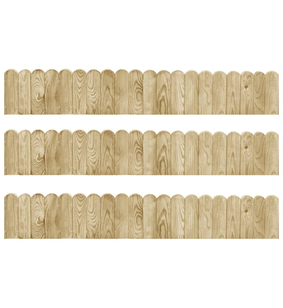 Rouleaux de bordure 3 pcs 120 cm bois de pin imprégné