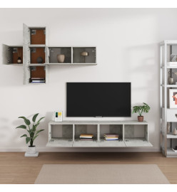 Ensemble de meubles TV 7 pcs Gris béton Bois d'ingénierie