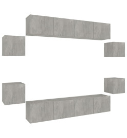 Ensemble de meubles TV 8 pcs Gris béton Bois d'ingénierie