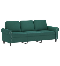 Canapé à 3 places avec repose-pieds Vert foncé 180 cm Velours