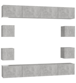 Ensemble de meubles TV 8 pcs Gris béton Aggloméré