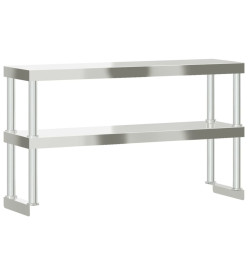 Étagère de table de travail à 2 niveaux 110x30x65 cm inox