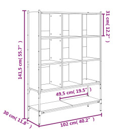 Bibliothèque chêne fumé 102x30x141,5 cm bois d'ingénierie