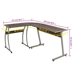 Bureau d'angle marron bois d'ingénierie