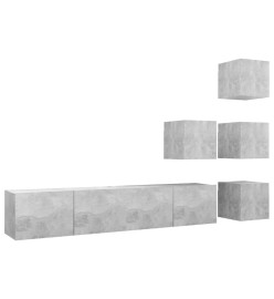 Ensemble de meuble TV 6 pcs Gris béton Aggloméré