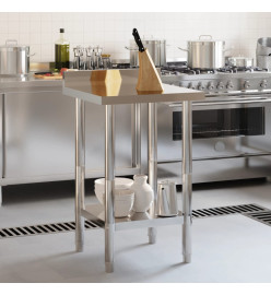 Table de travail de cuisine avec dosseret 55x55x93 cm inox