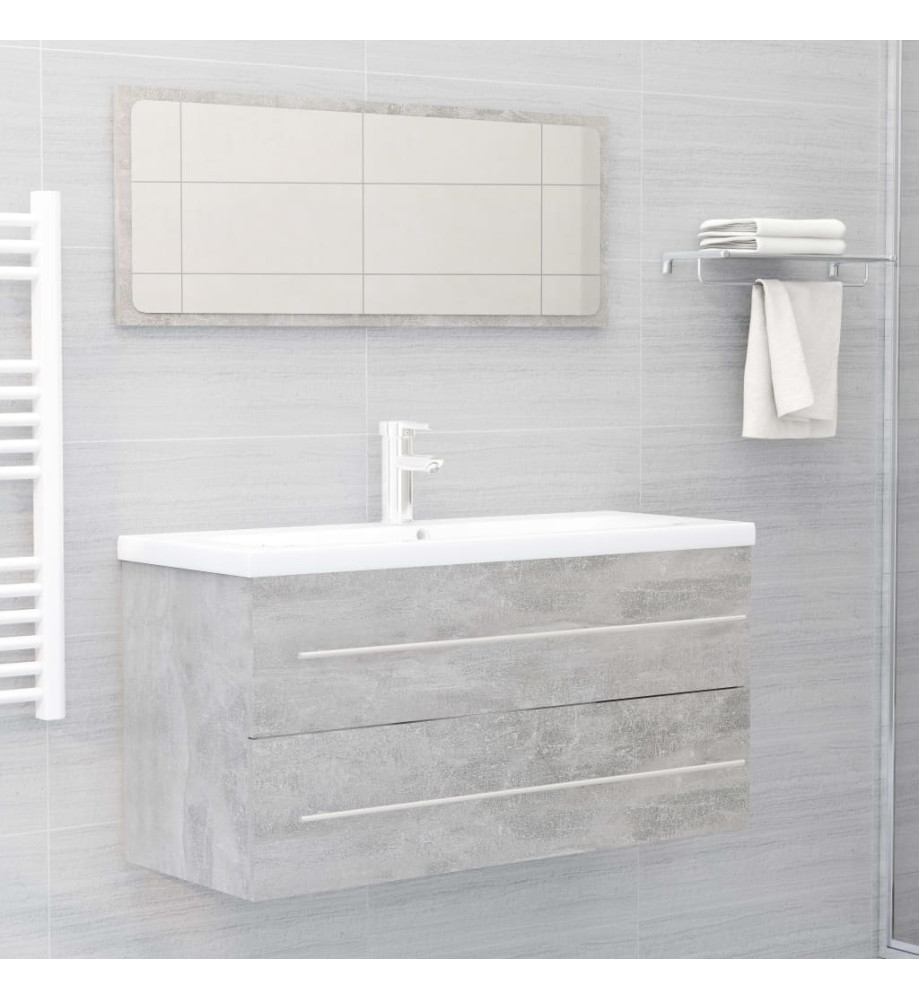 Ensemble de meubles de salle de bain 2 pcs Gris béton Aggloméré