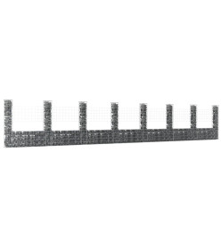 Panier de gabion en forme de U avec 8 poteaux Fer 860x20x150 cm