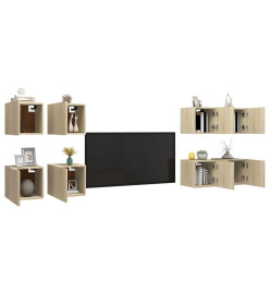 Meubles TV muraux 8 pcs Chêne sonoma 30,5x30x30 cm