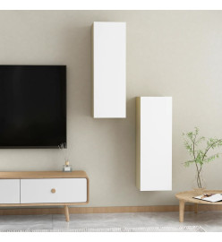 Meubles TV 2 pcs Blanc et chêne sonoma 30,5x30x90 cm Aggloméré